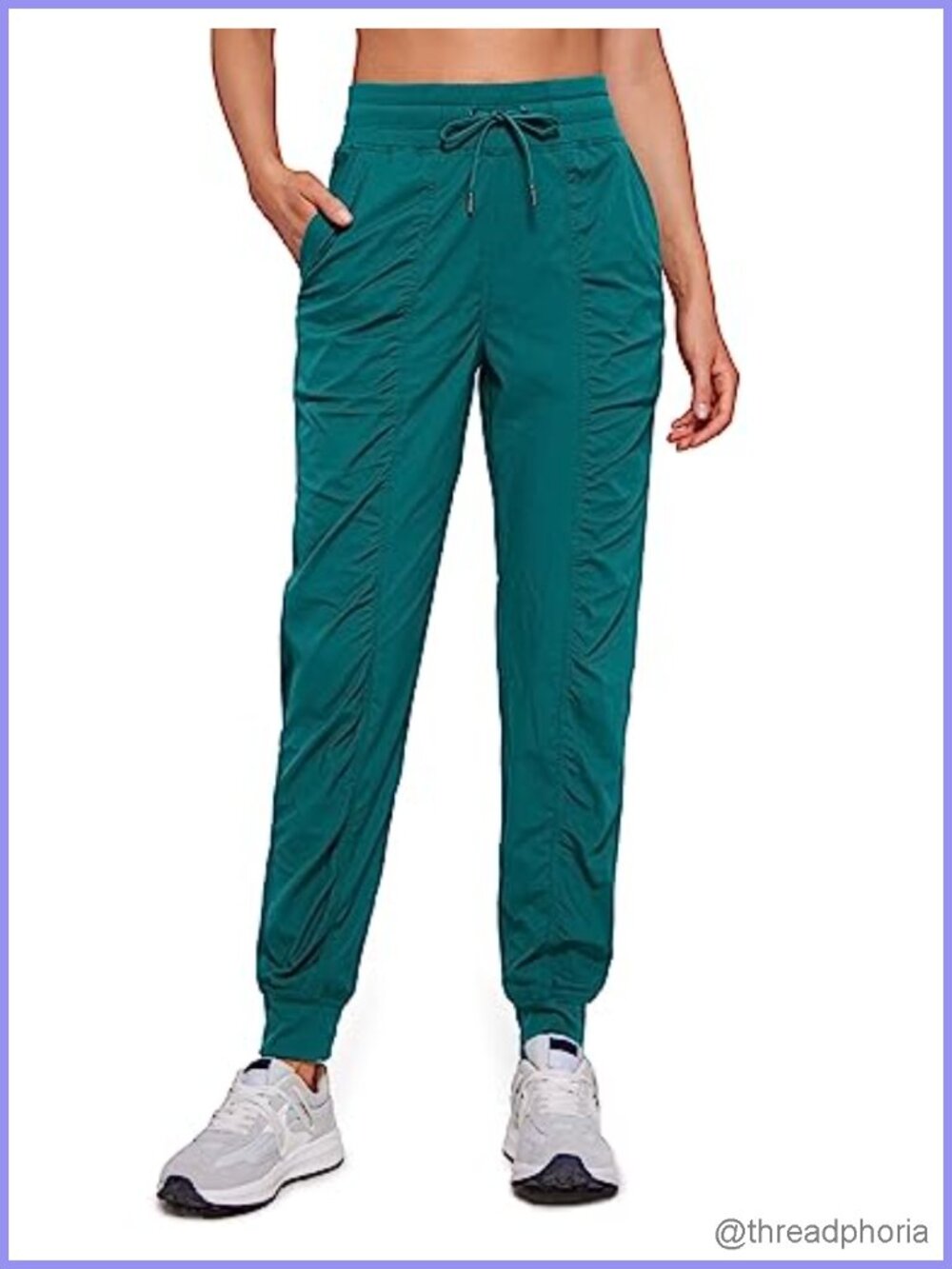 CRZ YOGA Women's Pinstripe Joggers Comfort Fit Drawstring